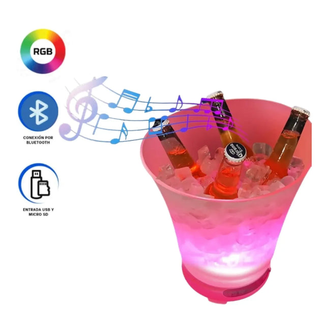 HIELERA BLUETOOTH CON LUZ Y BOCINA